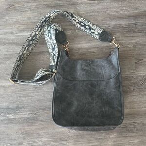 Ah Dorned Vegan Leather Snake Black Gray Crossbody Bag Tote